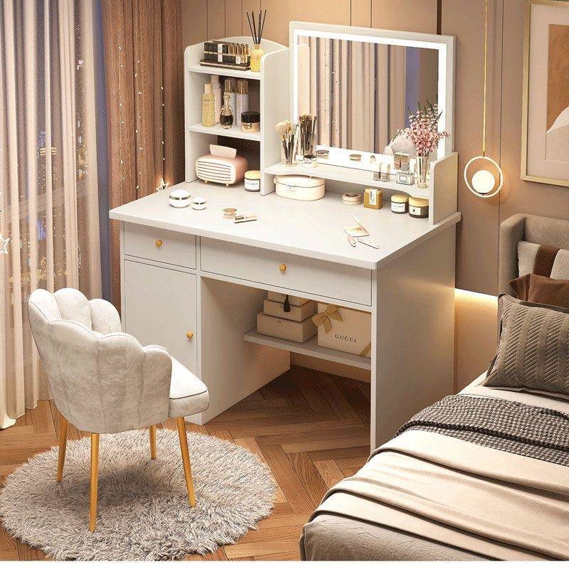 卧室成套梳妆台斗柜一体化妆桌出租房少女房间床边桌收纳化妆镜