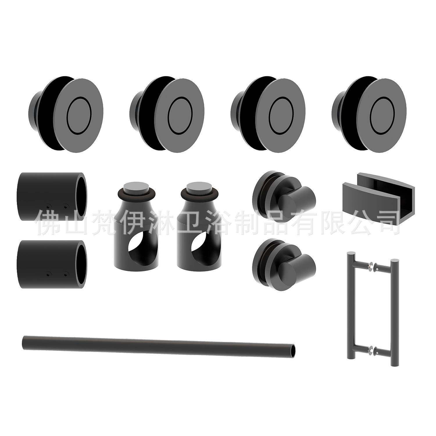 淋浴房玻璃移门五金套装浴室推拉门70mm滑轮轨道配件整套带25mm管