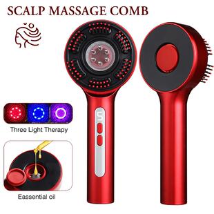 数显5档电动按摩梳头皮导液多功能揉抓蓝光护养发按摩生发梳