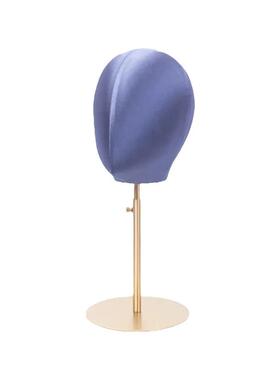 新款蓝色包布头模彩色模特头帽架配金属底座可调高低可拆装帽托