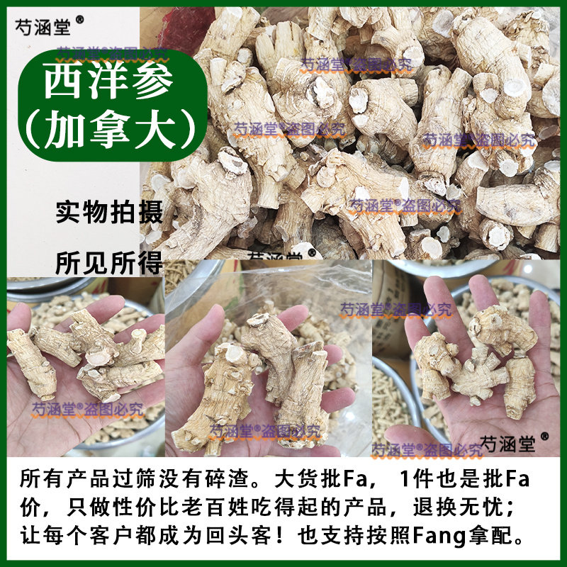 西洋参整支个子整枝西洋参段可磨粉加拿大西洋参花旗参多规格粒头