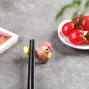 可爱陶瓷鸳鸯筷子架家用餐具筷子托筷枕筷架卡通小鸟酒店餐具 日式