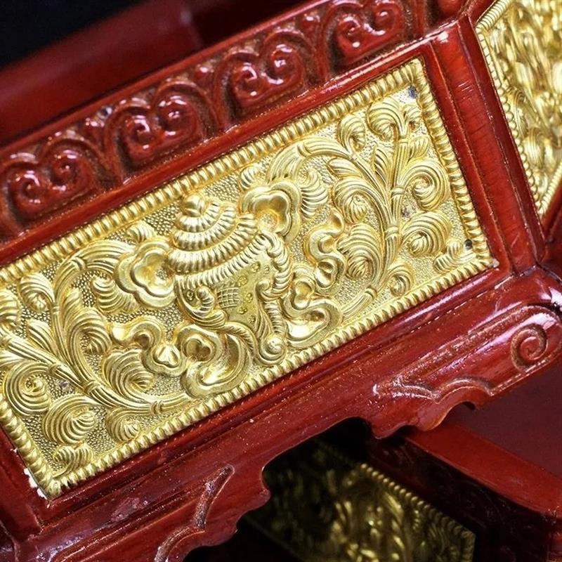 供果盘水果盘供奉用水果盘佛前八吉祥果盘贡盘供实木镶铜托盘