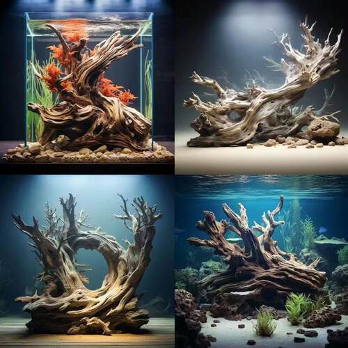 鱼缸造景水沉木枯木紫柚天然树桩乌龟晒台水族箱装饰