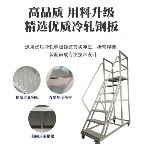 超市理货车梯凳库房货架移动登高梯可移动平台梯子轮子仓库登高车