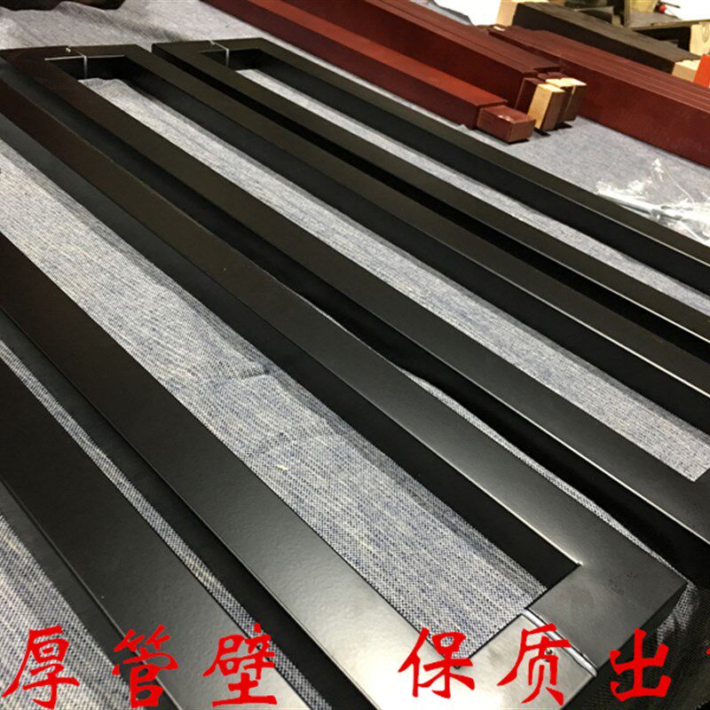 欧式现代 哑漆黑色玻璃门拉手 不锈钢/大门把手 木移推扶KTV