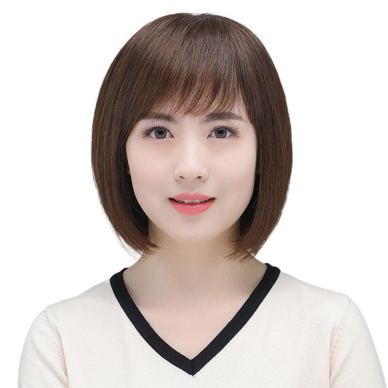 假发女全头套真发假发全真人发短发自然减龄波波头整顶假发套夏天