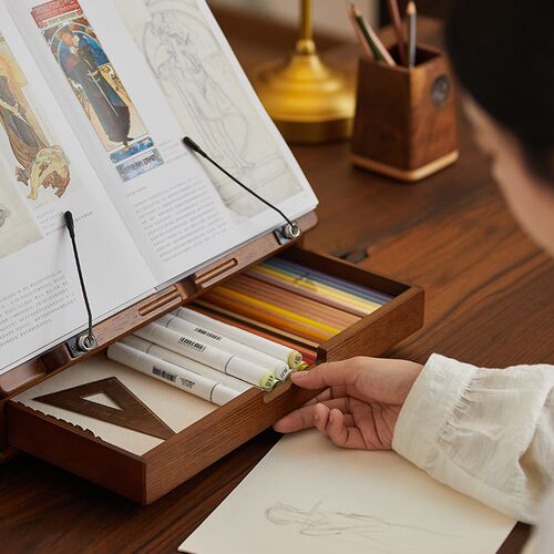 实木画架桌面台式画画全套工具展示架便携式书架可折叠儿童家用素