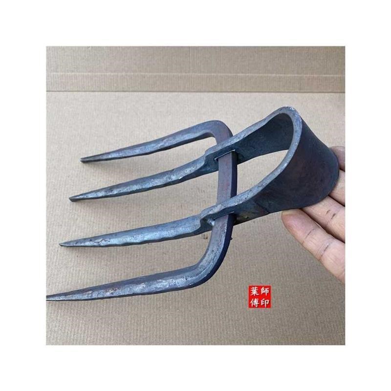 手工锻打锄头四齿耙三齿二齿钉耙子扒草铁耙子四丁四齿叉扁尖锄头