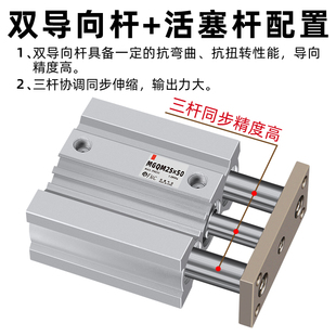 MGQM薄型带导杆气缸MGQL三轴三杆12/16/20/25-25/50/100/200
