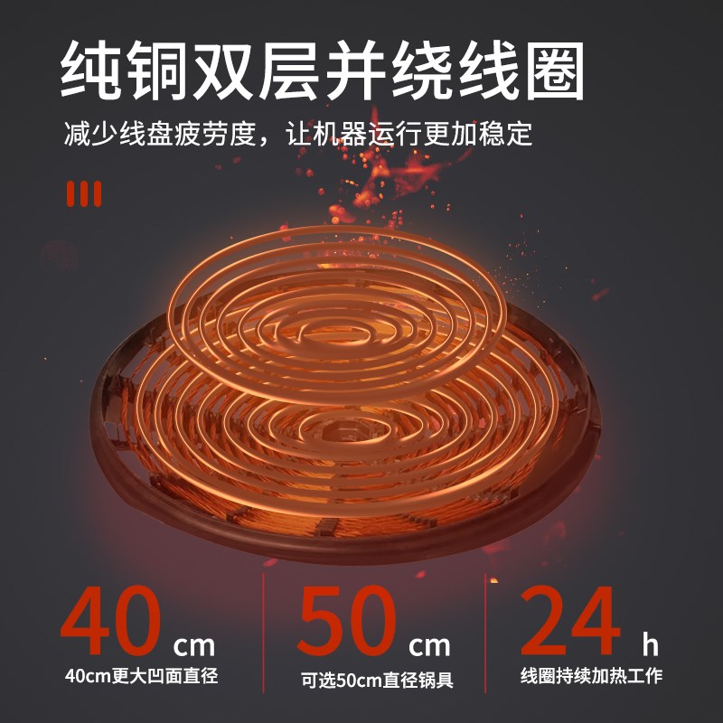 商用电炒炉6000W大功率凹面电磁炉猛火爆炒8000W饭店炒菜电炒锅