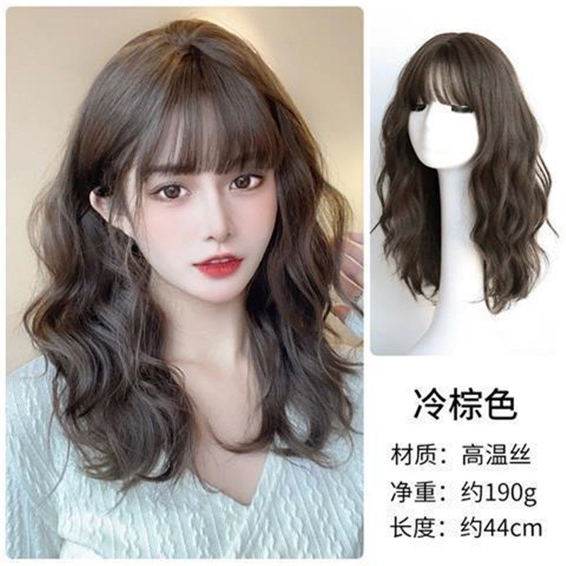 羊毛卷短发假发女自然全头套短卷发造型减龄中长发锁骨发型假发套
