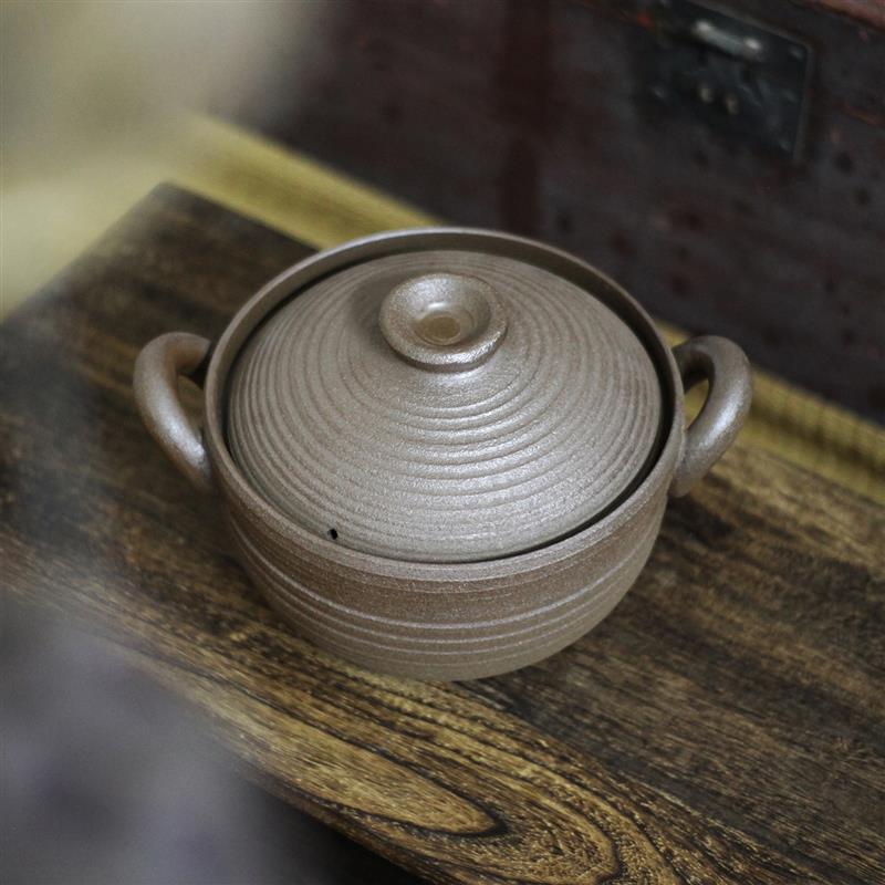 传统老式无釉无涂层砂锅耐高温煲汤土陶罐紫砂炖锅明火双耳陶瓷锅