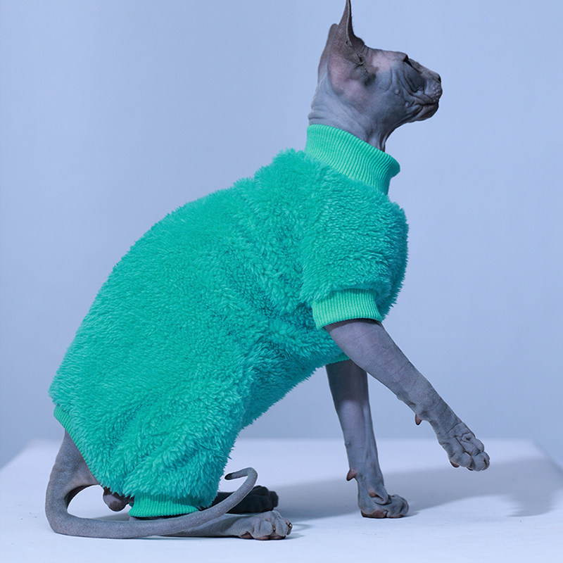 保暖四脚衣护肚子无毛猫衣服斯芬克斯猫德文衣服加厚双面绒冬天
