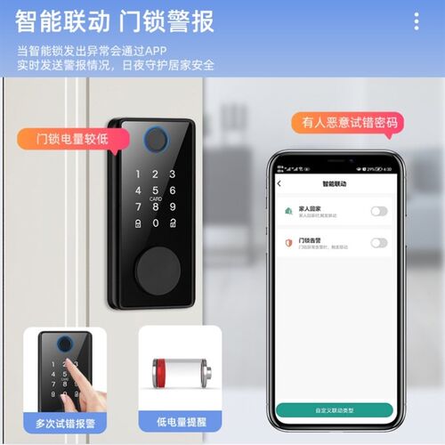 呆锁涂鸦智能门锁室内木门刷卡指纹密码锁辅助闭锁CEFCC认证