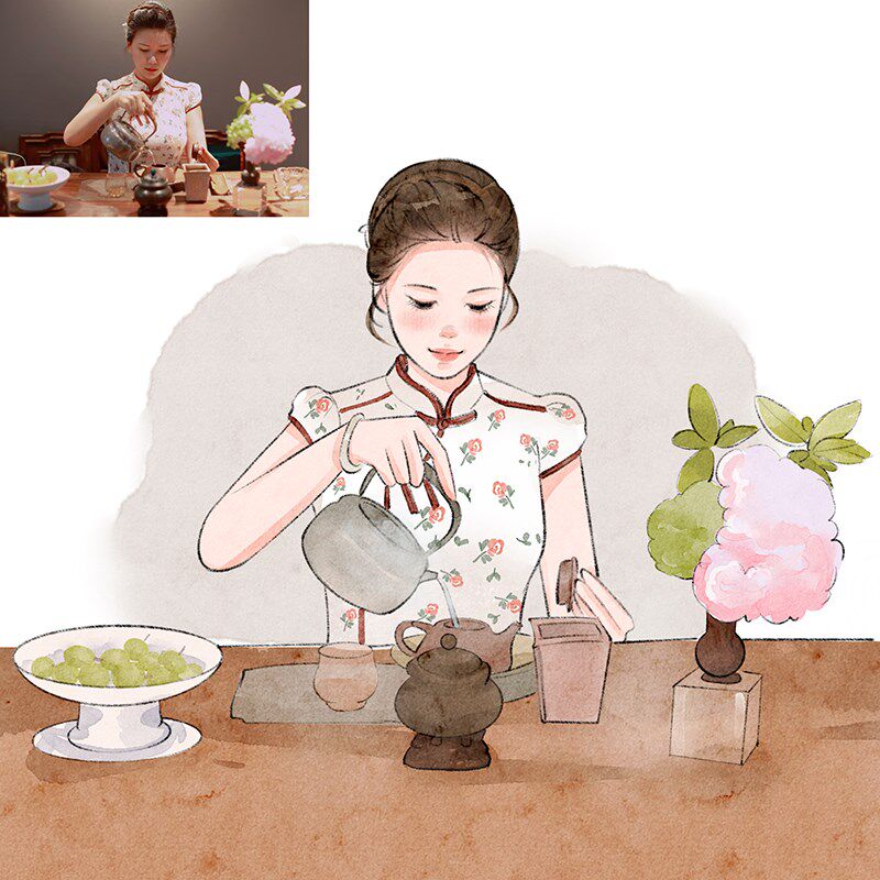 q版手绘水彩卡通头像设计情侣动漫真人照片漫画人物个性绘画约稿