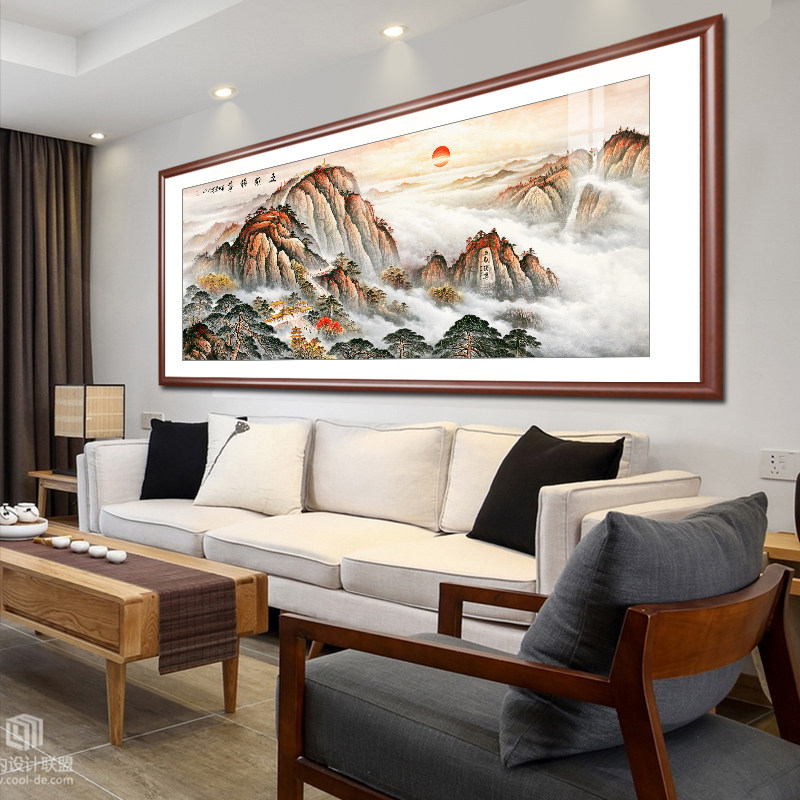 国画泰山图有山无水客厅装饰画大气办公室挂画山水画招财靠山壁画
