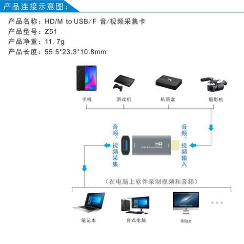 HDMI公转USB母采集卡 Z51高清视频延长转换器 有线延长设备