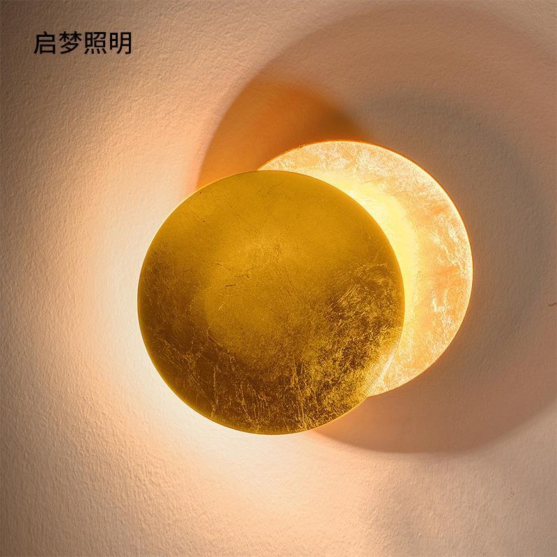 卧室LED日食月食室内壁灯旋转过道灯设计师旋转床头月亮灯