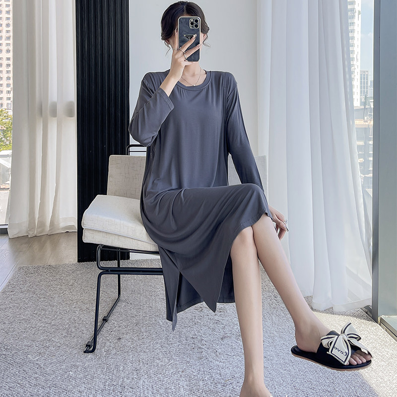 带胸垫哺乳睡裙夏季莫代尔薄款孕妇睡衣喂奶月子裙夏装待产连衣裙
