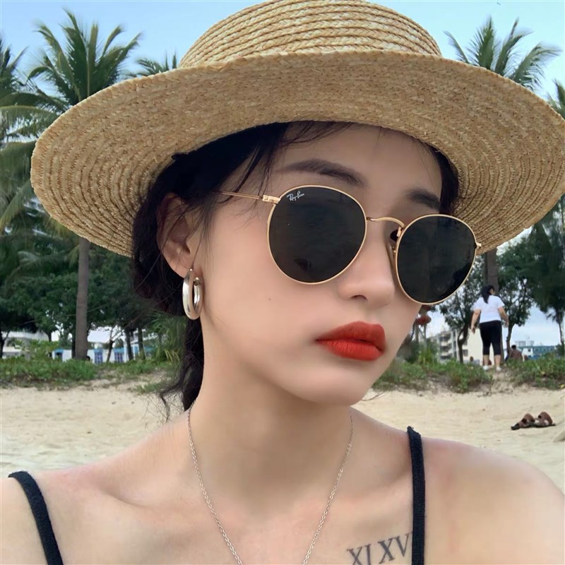 蜗牛爬爬家平顶草帽女夏季防晒遮阳帽遮脸防紫外线海边沙滩太阳帽