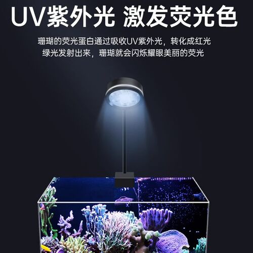 鱼缸海缸灯手机定时全光谱led三基色海水缸水草珊瑚造景透镜夹灯