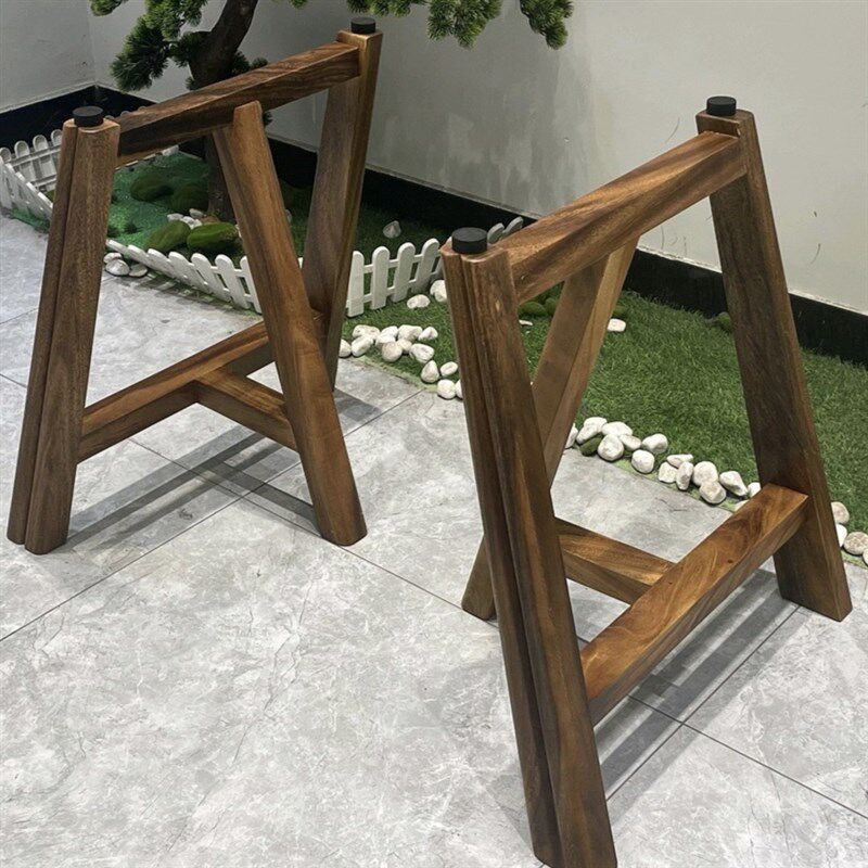 实木支架胡桃木茶桌茶几桌子脚大板茶台桌脚纯料原木三角架餐桌腿
