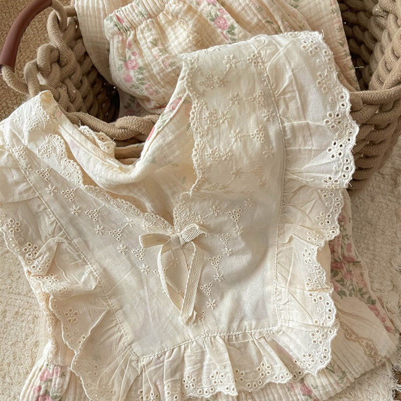 Sin Glee 新中式碎花双层棉纱睡衣套装女春夏2025新款大码家居服
