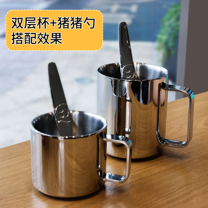 304不锈钢儿童水杯家用防摔宝宝幼儿园专用迷你小喝水杯子带手柄