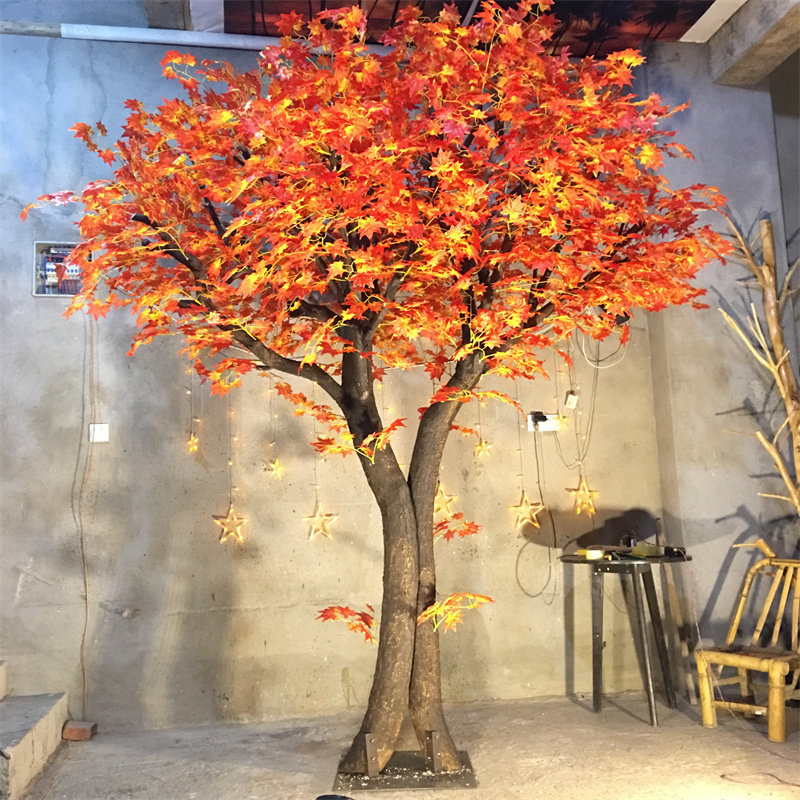 室内景观装饰树仿真榕树假树绿植盆景落地红枫树大型银杏树免打理