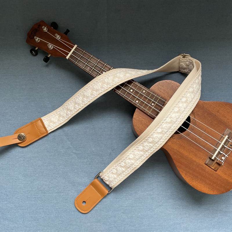 纯手工仙女浪漫蕾丝尤克里里背带ukulele strap 纯色尤克里里带
