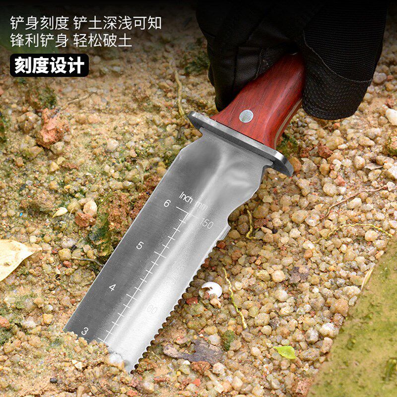 园艺铲野菜铲兵工铲锰钢防身钓鱼铲便捷式户外生存工具挖土挖硬土