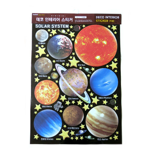 韩国宇宙太阳系星星月亮星球星空夜光贴纸儿童房布置自贴墙贴纸