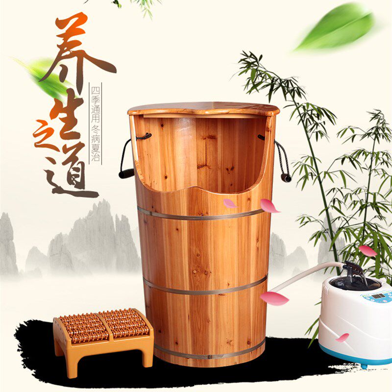 熏蒸桶加热泡脚桶妇科坐蒸蒸汽桶木质足浴深桶汗蒸桶恒温木桶包邮