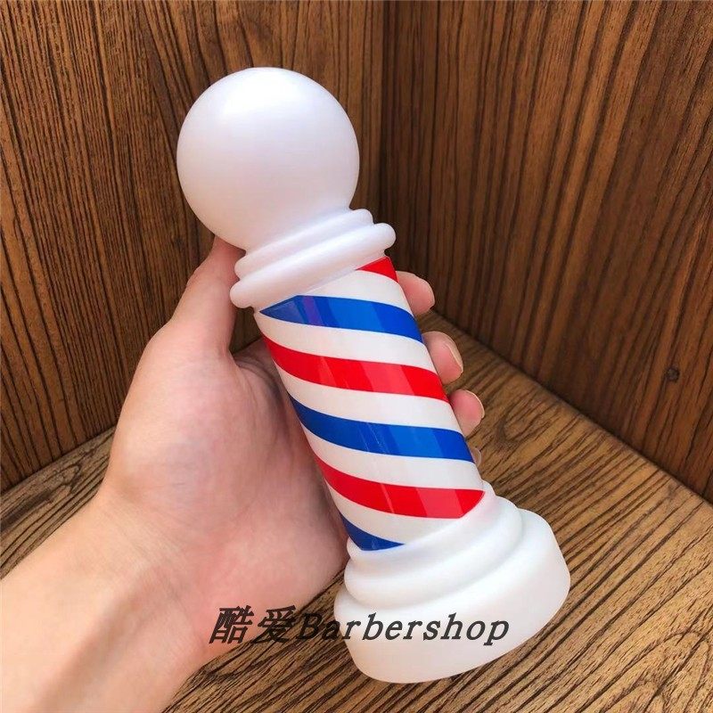 barbershop转灯摆件发廊经典三色灯美发店装饰小台灯迷你理发转灯