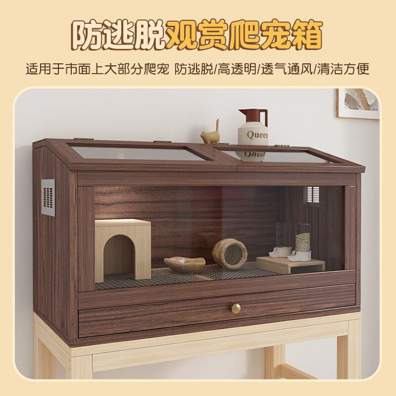 芦丁玄凤鸡饲养箱带竹制厕所全景天窗仓鼠笼子鸡窝养殖用宠物箱子