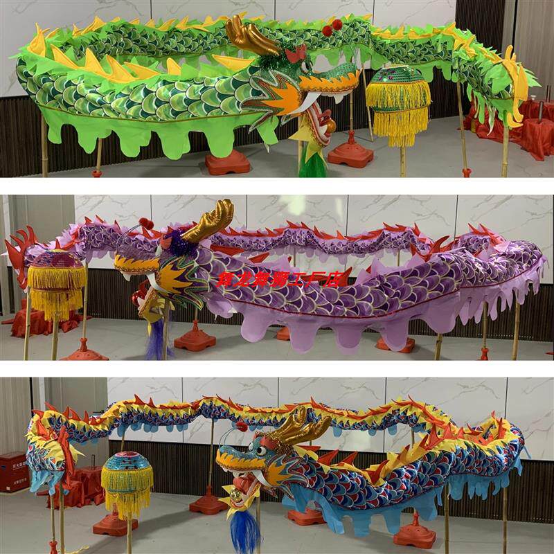 6号黄色幼儿龙儿童龙 红色绸缎布龙幼儿龙灯南狮北狮舞龙舞狮道具