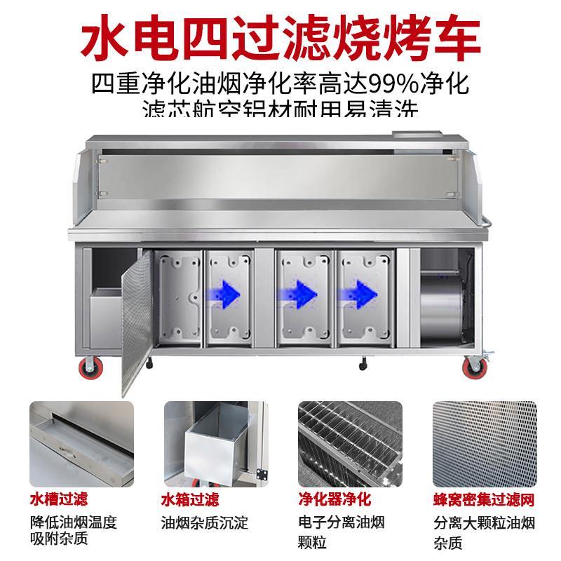 2025水电复合无烟净化烧烤车商用环保摆摊平吸款烧烤架净化烧烤车