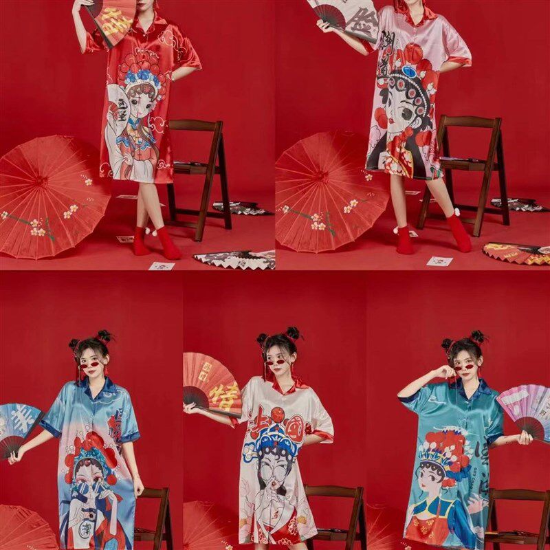 多款国潮新娘婚礼大码伴娘团晨袍女睡裙搞怪睡袍结婚闺蜜睡衣套装