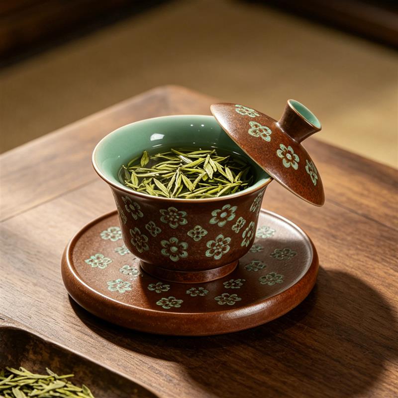 龙泉青瓷手工三才盖碗套装东方美学非遗茶杯功夫茶具茶碗陶瓷礼盒