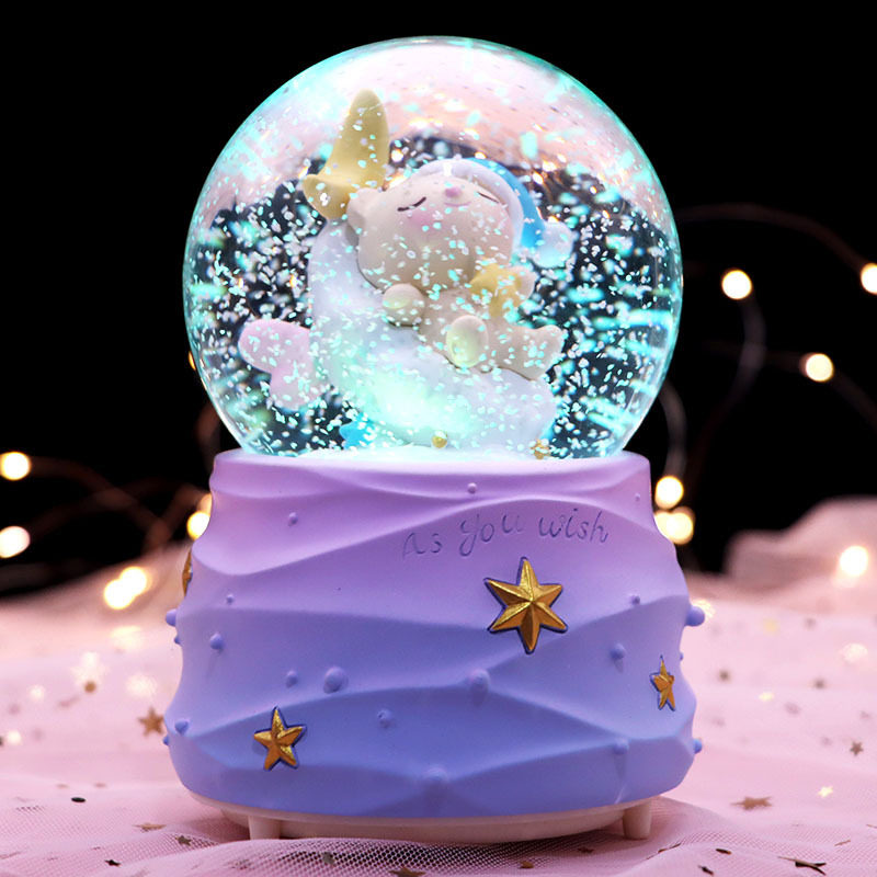 发光飘雪南瓜马车情侣水晶球音乐盒公主八音盒送女友朋友生日礼物