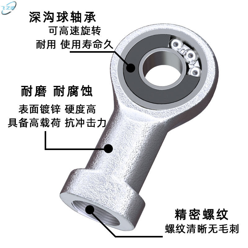 鱼眼轴承连接杆深沟球滚珠SI20关节球头拉杆正反螺栓螺丝杆M20细