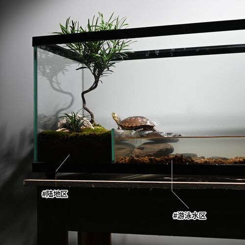 家用养乌龟专用缸好换水生态造景绿植玻璃水陆缸巴西龟带晒台别墅