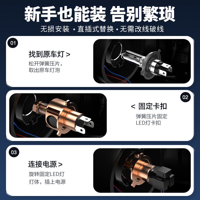 杜卡迪自游800劲自由摩托车LED大灯改装配件透镜远近光一体车灯泡