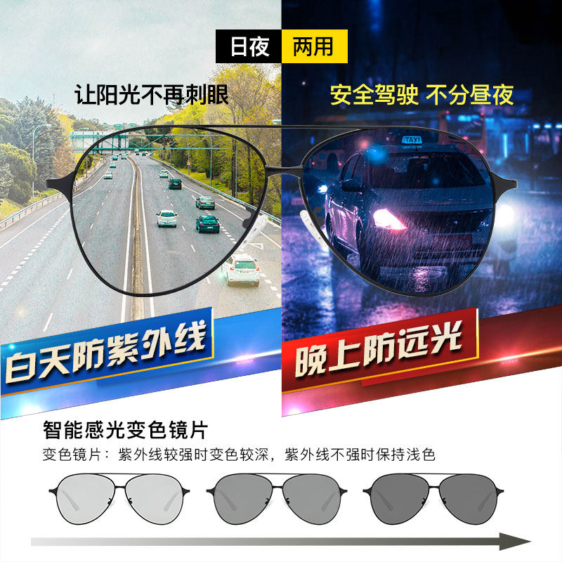 夜视偏光眼镜男士墨镜日夜两用开车专用太阳镜可变色防远光灯眩光