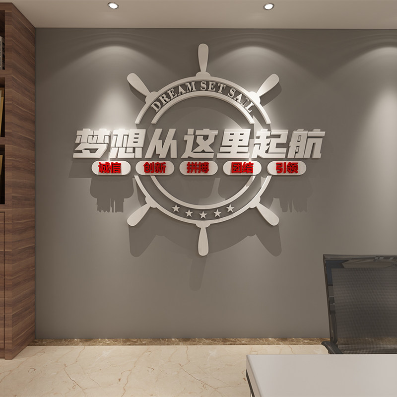 办公室装饰布置会议室企业公司文化背景墙面贴纸画励志标语高级感