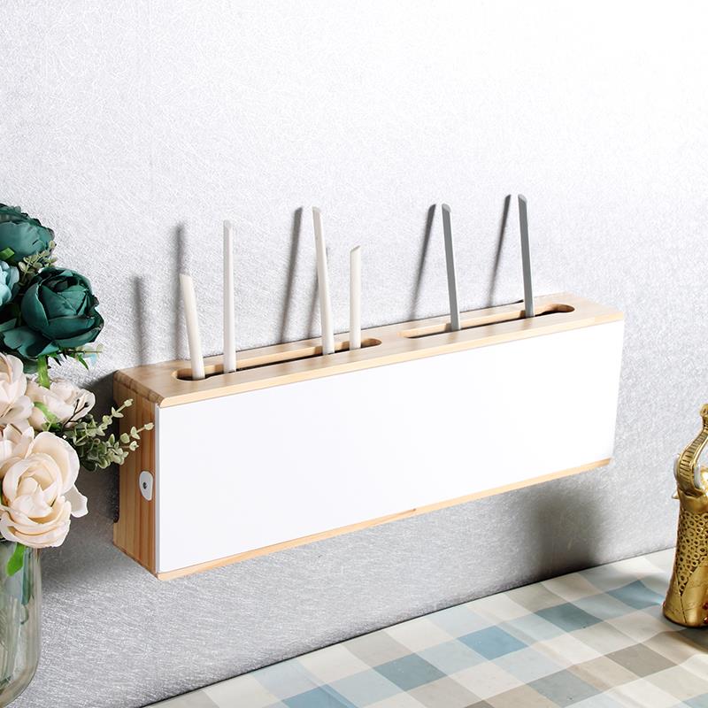 简单日子全实木加大清新插座遮挡插线板收纳盒路由器收纳排插挂墙