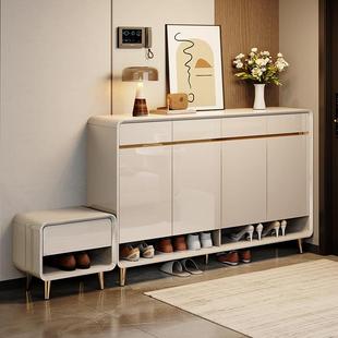 实木鞋柜收纳柜一体靠墙2025新款爆款高档轻奢烤漆换鞋凳组合鞋橱