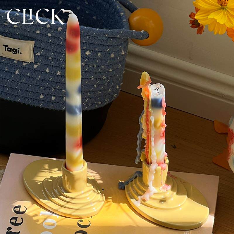 click彩色滴流蜡烛长杆蜡烛北欧ins风装饰节日氛围家居博主同款