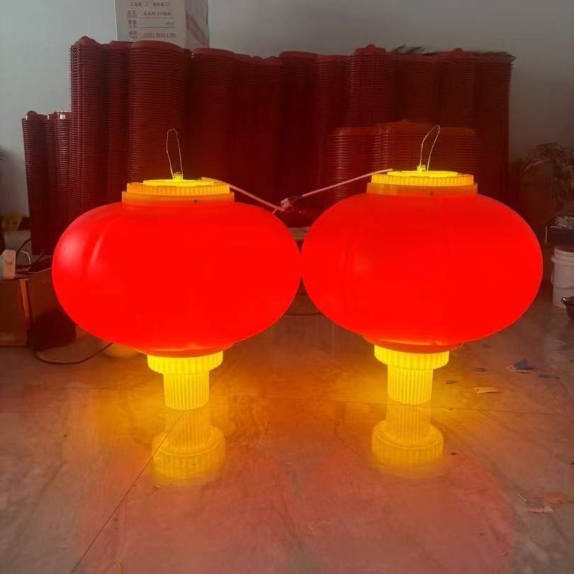 户外led中国结路灯太阳能外挂超亮发光节日装饰灯高杆红灯笼